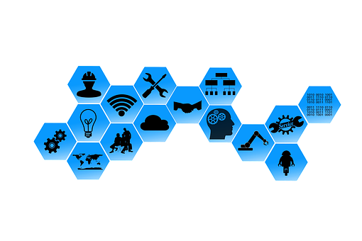 Industry 4, Web, Network, Points, Lines